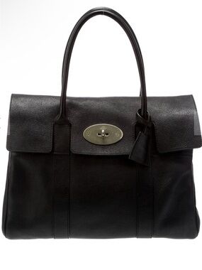 Mulberry Black Leather Satchel with Gold Turn-Lock